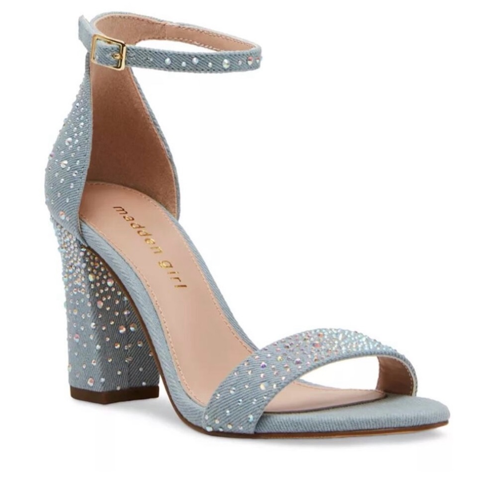 Madden Girl Light Blue Rhinestone Heels